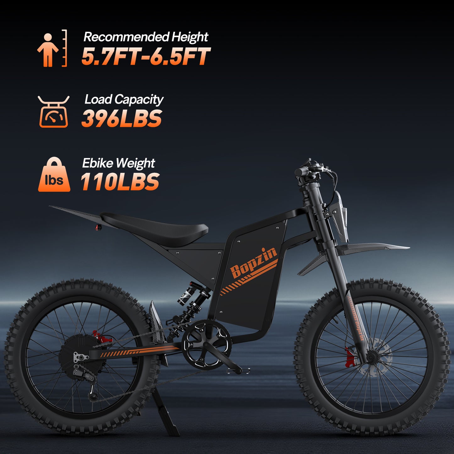 Bopzin Q8 60V 2000W Fat tire mountain electric motorcycle