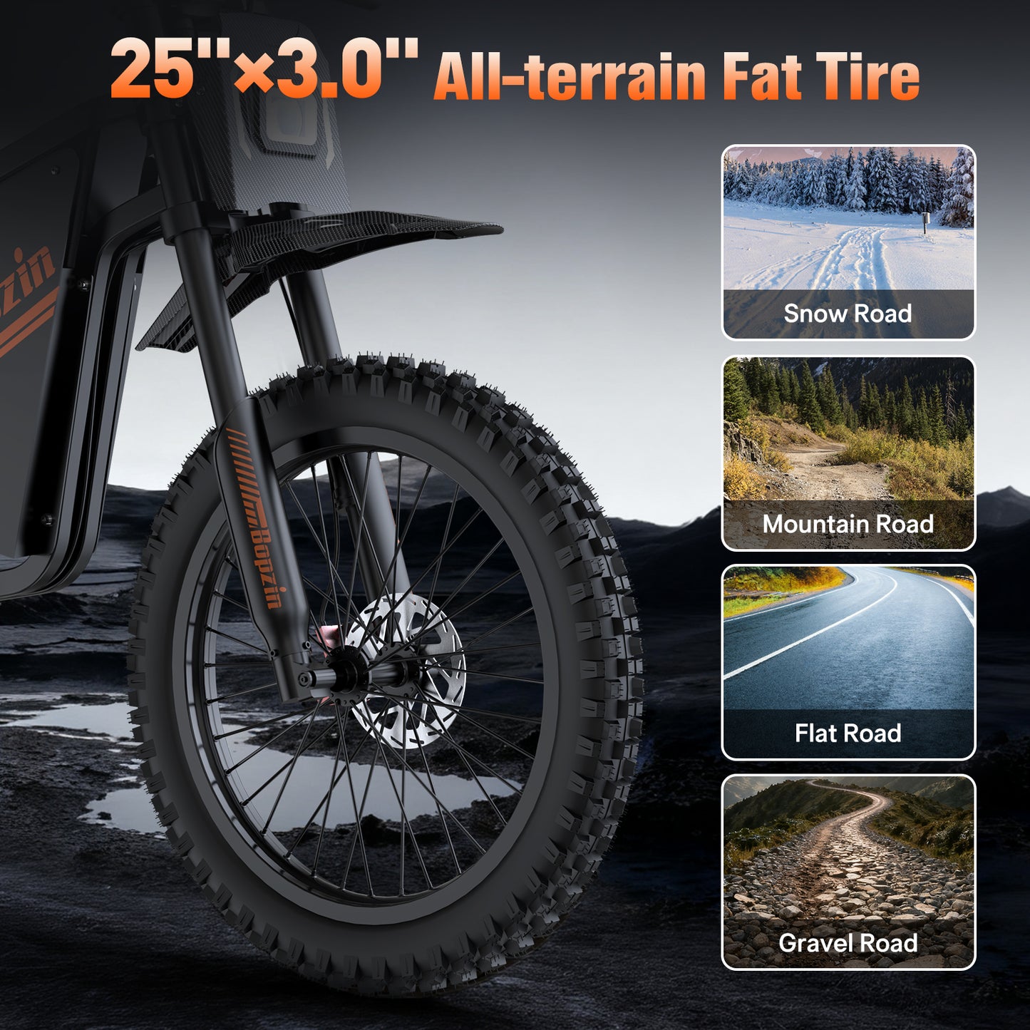 Bopzin Q8 60V 2000W Fat tire mountain electric motorcycle